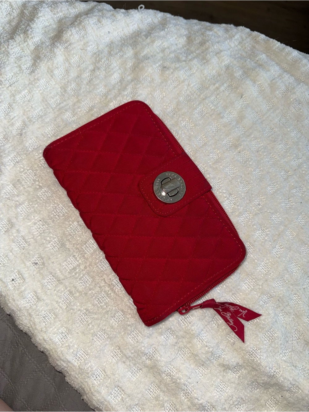 Quilted Red Vera Bradley Wallet with Turn-Lock Closure